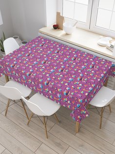 Скатерть прямоугольная JoyArty "Звери идут в школу" из сатена, 120x145 см