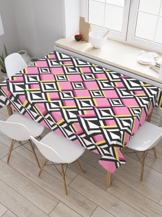 Скатерть прямоугольная JoyArty "Узоры из треугольников поп-арт" из сатена, 120x145 см