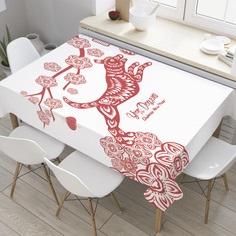 Скатерть прямоугольная JoyArty "Японский год собаки в орнаменте" из сатена, 120x145 см