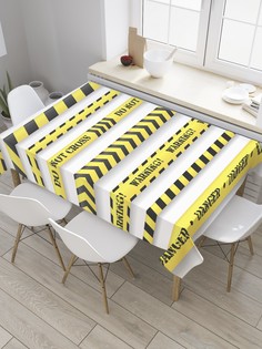 Скатерть прямоугольная JoyArty "Внимание проход закрыт" из сатена, 120x145 см