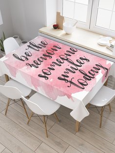 Скатерть прямоугольная JoyArty "Будь причиной улыбки" из сатена, 120x145 см