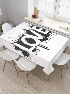 Скатерть прямоугольная JoyArty "Клякса любви" из сатена, 120x145 см