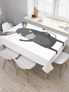 Скатерть прямоугольная JoyArty "Смешной ослик" из сатена, 120x145 см