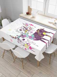 Скатерть прямоугольная JoyArty "Космический олень" из сатена, 180x145 см