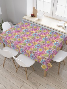 Скатерть прямоугольная JoyArty "Флористическое полотно" из сатена, 120x145 см