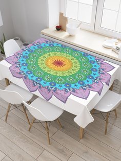 Скатерть прямоугольная JoyArty "Мандала-цветок" из сатена, 120x145 см