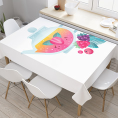 Скатерть прямоугольная JoyArty "Ягодный чай" из сатена, 120x145 см