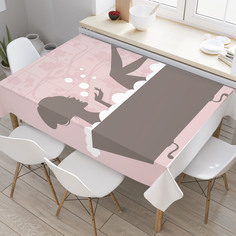 Скатерть прямоугольная JoyArty "Дама в ванной" из сатена, 120x145 см