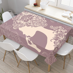 Скатерть прямоугольная JoyArty "Профиль девушки" из сатена, 120x145 см