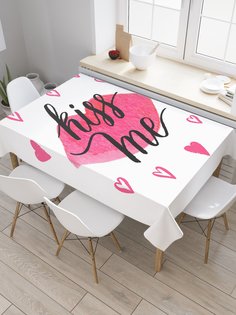 Скатерть прямоугольная JoyArty "Поцелуй губ" из сатена, 120x145 см