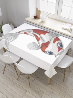 Скатерть прямоугольная JoyArty "Японский карп кои" из сатена, 120x145 см