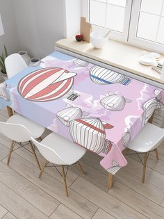 Скатерть прямоугольная JoyArty "Пассажирские дирижабли" из сатена, 120x145 см