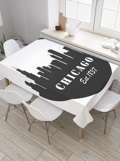 Скатерть прямоугольная JoyArty "История Чикаго" из сатена, 120x145 см