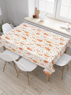 Скатерть прямоугольная JoyArty "Перья с бисером" из сатена, 120x145 см