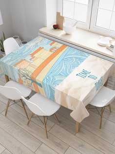 Скатерть прямоугольная JoyArty "Время путешествовать" из сатена, 120x145 см