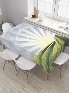 Скатерть прямоугольная JoyArty "Лучи над полем абстракция" из сатена, 120x145 см