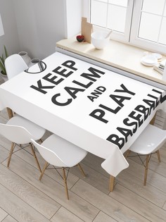 Скатерть прямоугольная JoyArty "Сохраняй спокойствие и играй в бейсбол" 120x145 см
