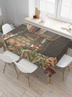 Скатерть прямоугольная JoyArty "Новогоднее убранство" из сатена, 120x145 см