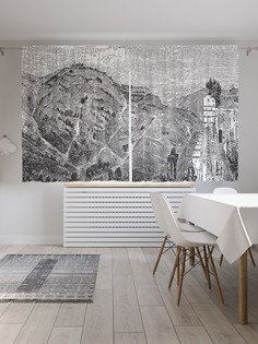 Шторы с фотопечатью JoyArty "Старинные гравюры иерусалима" из сатена, 290х180 см