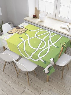 Скатерть прямоугольная JoyArty "Лабиринт щенка" из сатена, 120x145 см