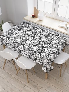 Скатерть прямоугольная JoyArty "Круги в дисках" из сатена, 120x145 см