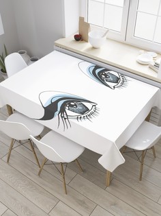Скатерть прямоугольная JoyArty "Рисунок взгляда акварелью" из сатена, 120x145 см