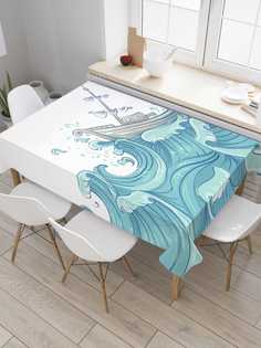 Скатерть прямоугольная JoyArty "Корабль попал в шторм" из сатена, 180x145 см