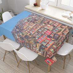 Скатерть прямоугольная JoyArty "Деревня и монастырь Ларунг Гар" из сатена, 120x145 см