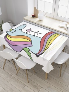 Скатерть прямоугольная JoyArty "Единорог-волшебник" из сатена, 120x145 см