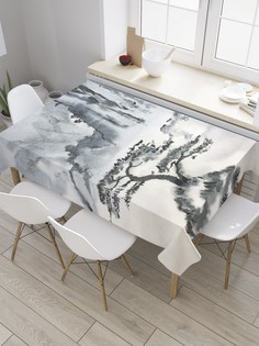 Скатерть прямоугольная JoyArty "Японский пейзаж" из сатена, 120x145 см