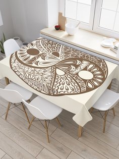 Скатерть прямоугольная JoyArty "Винтажный Инь и ян" из сатена, 120x145 см