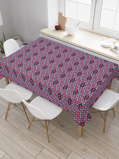 Скатерть прямоугольная JoyArty "Орнамент из абстрактных рыб" из сатена, 120x145 см