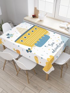 Скатерть прямоугольная JoyArty "Море и приключения" из сатена, 120x145 см