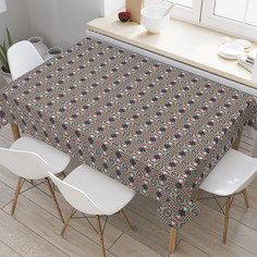 Скатерть прямоугольная JoyArty "Старинные цветочные узоры" из сатена, 120x145 см