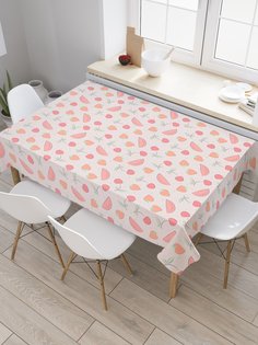 Скатерть прямоугольная JoyArty "Точечные ягоды" из сатена, 120x145 см