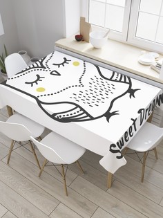 Скатерть прямоугольная JoyArty "Мечты совы" из сатена, 120x145 см