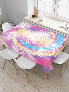 Скатерть прямоугольная JoyArty "Радужная спираль" из сатена, 120x145 см