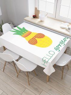 Скатерть прямоугольная JoyArty "Ананас в очках" из сатена, 120x145 см