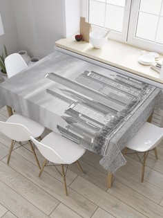 Скатерть прямоугольная JoyArty "Облака над Чикаго" из сатена, 120x145 см