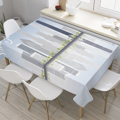 Скатерть прямоугольная JoyArty "Отражение высоток в Мичигане" из сатена, 120x145 см