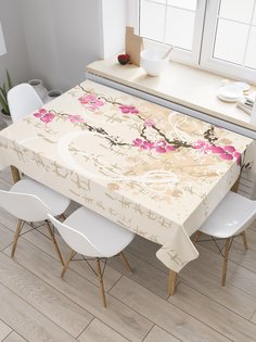 Скатерть прямоугольная JoyArty "Японская ветка сакуры" из сатена, 120x145 см