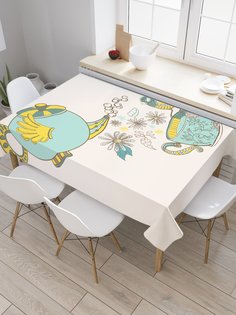 Скатерть прямоугольная JoyArty "Чай для синички" из сатена, 120x145 см