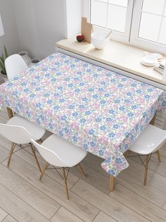 Скатерть прямоугольная JoyArty "Сердечные лепестки мелких цветов" из сатена, 120x145 см