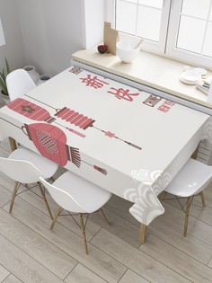 Скатерть прямоугольная JoyArty "Японские фонари" из сатена, 120x145 см