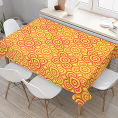 Скатерть прямоугольная JoyArty "Этнические круги" из сатена, 120x145 см