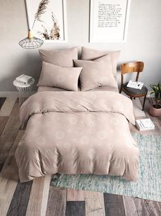 Простыня обычная "Ночь Нежна" поплин-жаккард Солнце и луна (розов.)