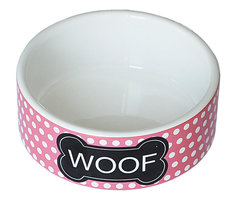 Миска керамическая бело-розовая Woof, 12,5*5 0,27кг N1