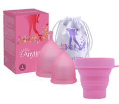 Набор из двух менструальных чаш размеров L и S и стерилизатора (Розовый) Bestyday