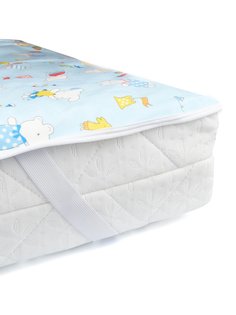 Наматрасник Multi Diapers непромокаемый, теплый, 60х120 см, Мишки на голубом