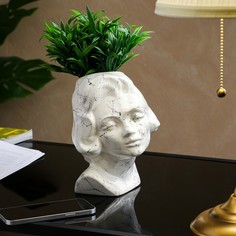 Цветочное кашпо Керамика ручной работы Голова девушки 7575205 1 л мрамор 1 шт.